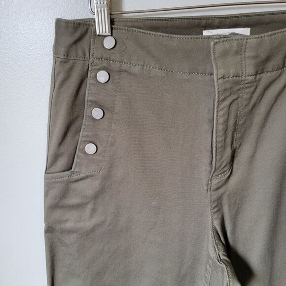 EUC LOFT MARISA ARMY GREEN BUTTON ACCENT STRIAGHT LEG PANTS SIZE 4 / SMALL - Picture 4 of 14